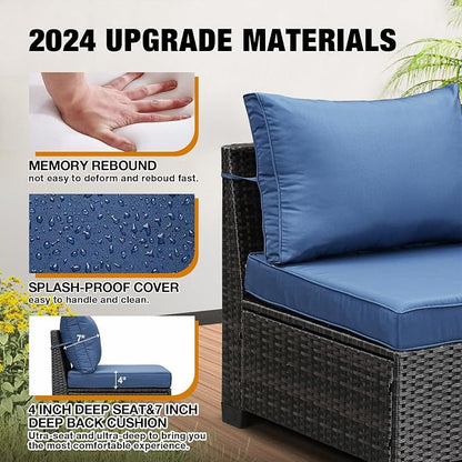 JOYURE 8 Pieces Patio Furniture Set All-Weather Outdoor Wicker Sectional - Image 5