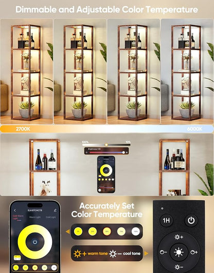 PARTPHONER Floor Lamp Glass Display Shelf - Image 4