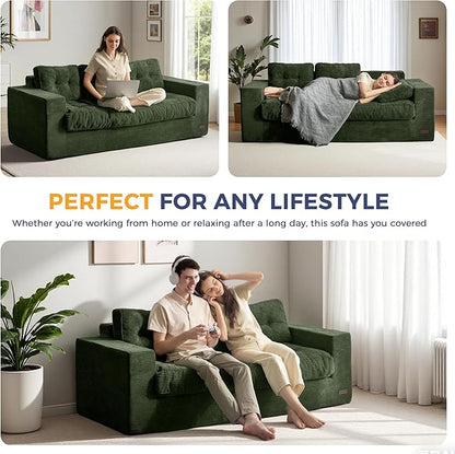 MAXYOYO Oversized Loveseat Sofa Couch, Upholstered Bean Bag Chair Cloud 3-Seat - Image 4
