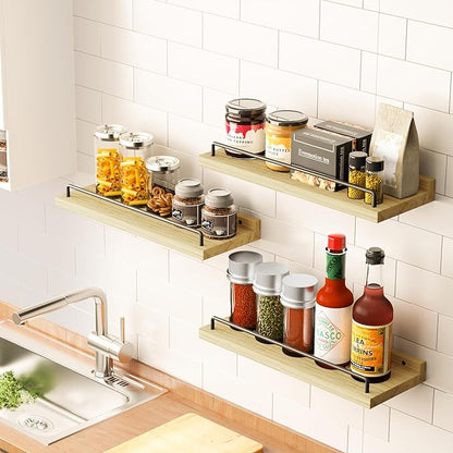 RYOFOBETTO Floating Shelves for Wall Decor, Light Brown Wood Shelves for - Image 7