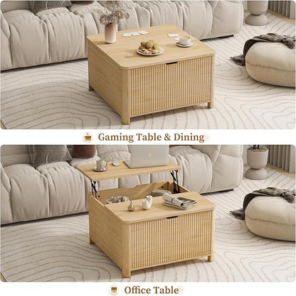 LYNCOHOME 31.5" Fluted Lift Top Coffee Table - Image 6