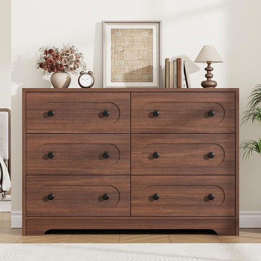 Garvee 6 Drawer Dresser for Bedroom, Wooden Mid Century Modern Chest of Drawers by Garvee