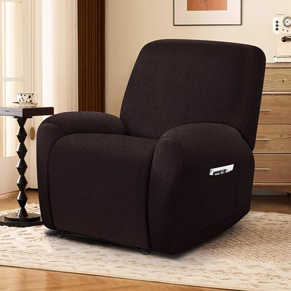 ANARACHON Leather Look Recliner Chair Covers, 4-Pieces Stretch Recliner Cover - Image 2
