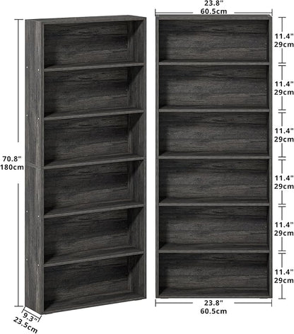 IRONCK Bookshelves and Bookcases Set of 2 Floor Standing 6 Tiers Display - Image 3