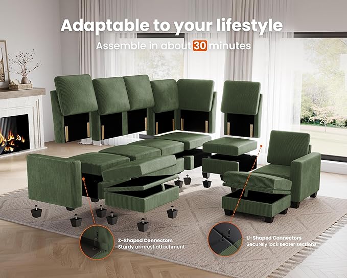 CHIC HOUSE Modular Sectional Sofa - Image 4