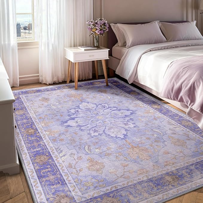 RELEANY Area Rugs 6'x9' Washable Non-Slip, Floral Vintage Distress Print - Image 3