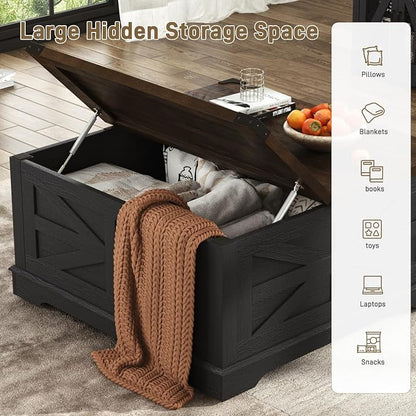 Hlivelood 36" Farmhouse Movable Lift Top Coffee Table - Image 3