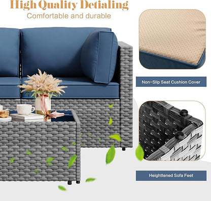 Vongrasig 5 Pieces Outdoor Sectional Furniture, All-Weather Rattan Patio - Image 4
