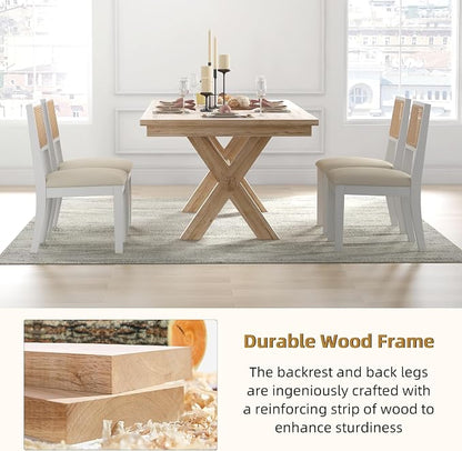 Westice Rattan Dining Chairs Set of 2, Farmhouse Natural Dining Room Chairs - Image 6