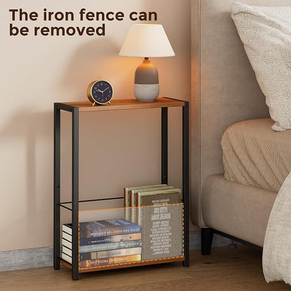 Homleke Narrow Side Table with Magazine Holder, Skinny End Table Perfect - Image 7