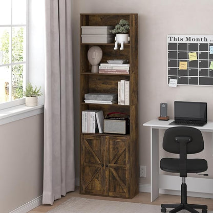 Furinno Jensen Book Shelf, 6-Tier Farmhouse Bookshelf, Display Bookcase - Image 2