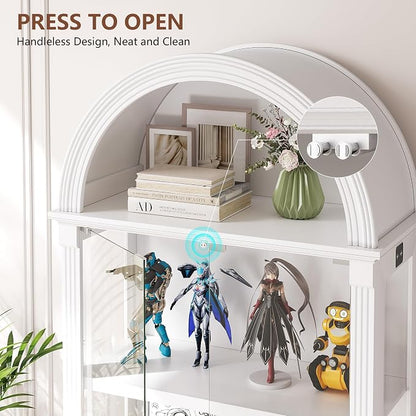 Arched Display Cabinet with Glass Doors, 4-Tier Display Case - Image 3