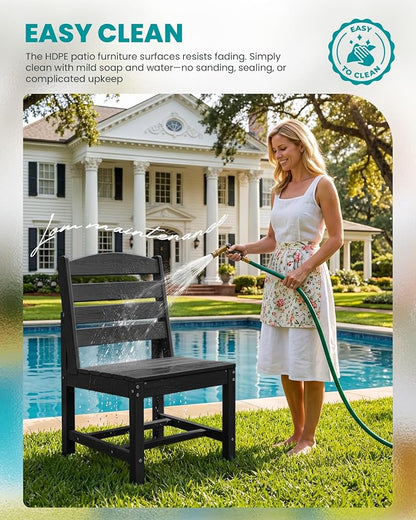 SERWALL Patio Dining Sets for 6 Person, HDPE Dining Set - Image 4