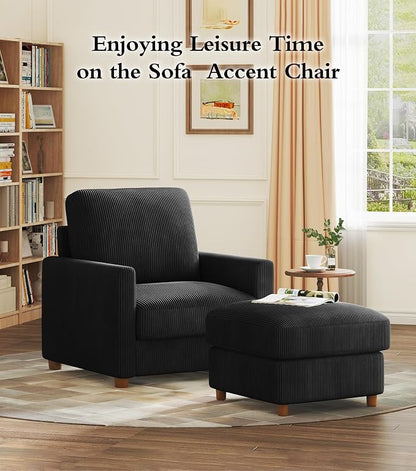 Kidirect 35.5in Corduroy Couch Accent Chair, Tool-Free Setup Living Room Sofa - Image 7