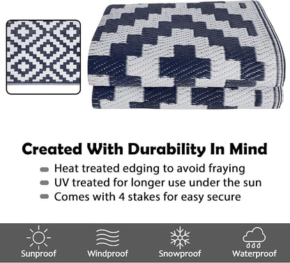SAND MINE Reversible Mats, Plastic Straw Rug, Modern Area Rug, Large Floor Mat - Image 3