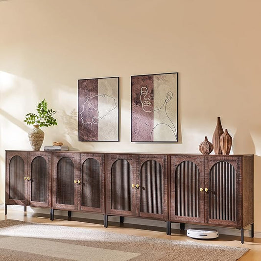 IFBUY Modern Sideboard Buffet Cabinet, 123.5" W Fluted Arched Buffet Cabinet by IFBUYFarmhouseFurniture