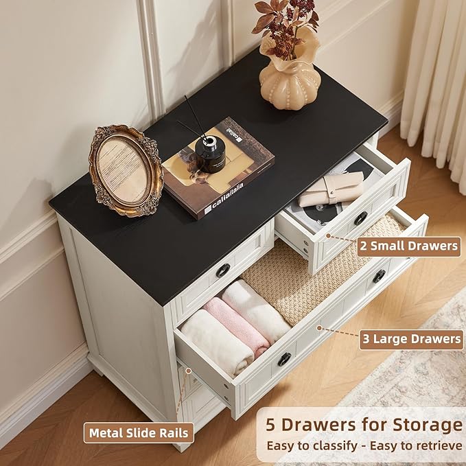 Joaxswe Farmhouse 5 Drawer Dresser - Image 6