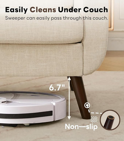 Tbfit 77.2" W Linen Sofa Couch, Mid Century Modern Decor Loveseat Couches - Image 6