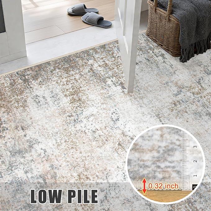 Washable Area Rug 3x8 Entryway Rug: Washable Modern Abstract Soft Thin Rug - Image 7