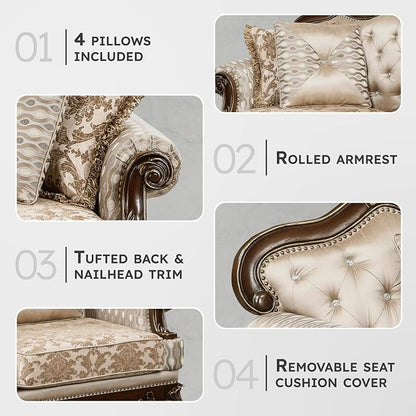 Lexicon Traditional Sofa Couch for Living Room, Rolled Arm Sofa - Image 3