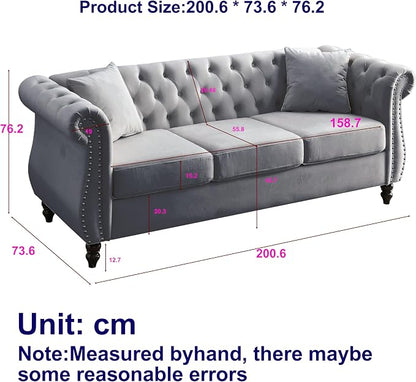 80" Chesterfield Loveseat Velvet Sofa - Image 2