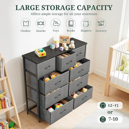 9-Drawer Dresser for Bedroom, Anti-Tip Tall Storage Organizer Chest of Drawers - Image 5