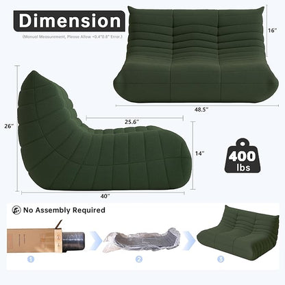WHGBJA Bean Bag Chairs for Adults, Memory Foam Couch Loveseat Sofa Chair - Image 2