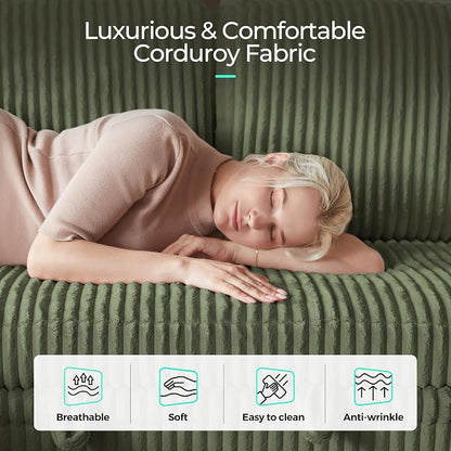 LINSY HOME Sectional Sofa with Pull Out Bed, 6 Seats Corduroy Reversible - Image 5