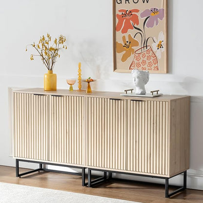 EYYTHUNG Fluted Cabinets with Storage Set of 3, Sideboard Buffet Cabinet with - Image 2