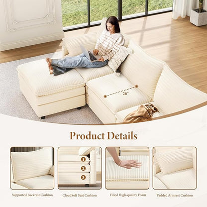 Vesgantti 101" V-Shaped Corner Couch Sectional, 7 Seat Customizable Modular - Image 4