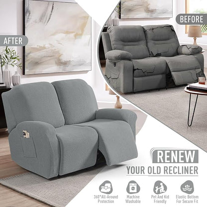 TAOCOCO Recliner Loveseat Slipcover, 6 Pieces Dual Recliner Sofa Covers - Image 4