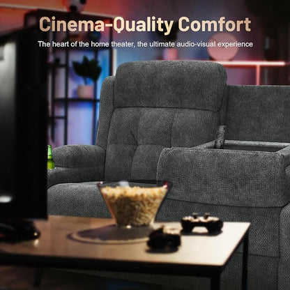 3-Seater Loveseat Recliner Sofa, Home Theater Seating Reclining Couch - Image 9