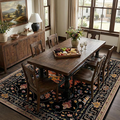 RELEANY Area Rugs 9'x12' Washable Non-Slip, Floral Vintage Distress Print - Image 3