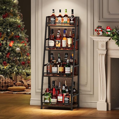 4-Tier Trapezoid Liquor Stand for Home Bar, Stepped Wine Rack Freestanding - Image 6