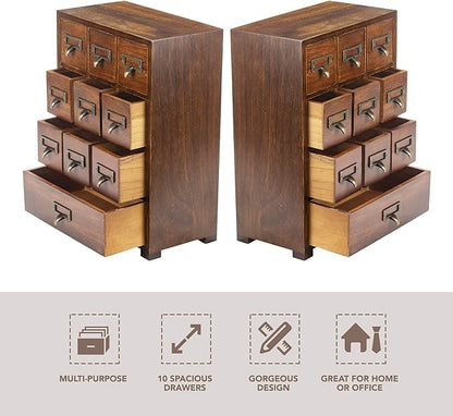 Library Card Catalog Solid Wood Small Curio Cabinet l Retro Storage Organizer - Image 4