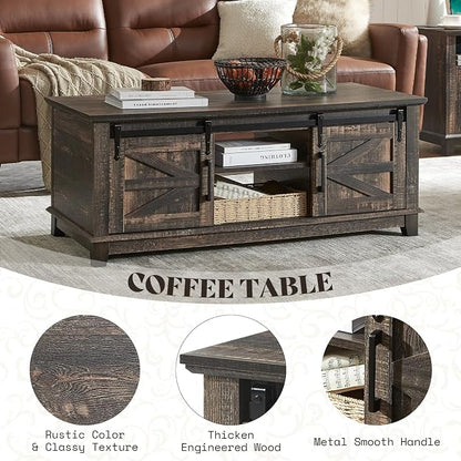 AMERLIFE Farmhouse 4-Piece Living Room Set, Entryway Console - Image 7
