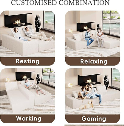 96" L Shaped Modular Sectional Sofa, Boneless Cloud Couch - Image 4