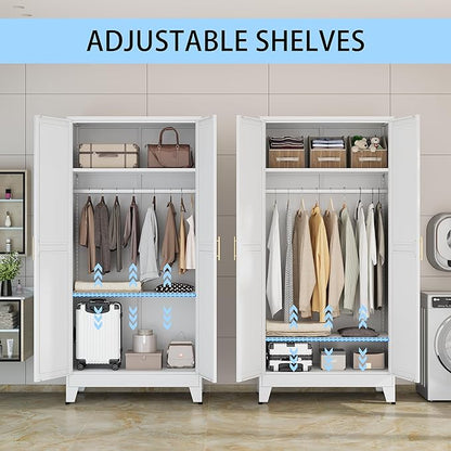 erosoei 71 "Metal Armoire Wardrobe Closet, Steel Clothing Storage Cabinet - Image 3