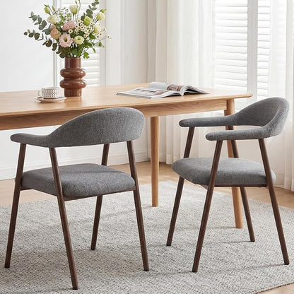 DUMOS Dining Chairs Set of 2, Linen Fabric Upholstered Kitchen Side Chairs by DumosLifestyle