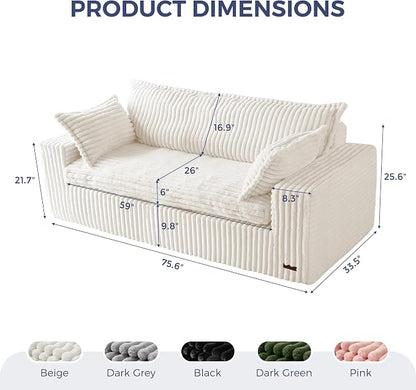 MAXYOYO 76" Bean Bag Sofa Couch, Loveseat Boneless Couch in a Box, Upholstered - Image 2