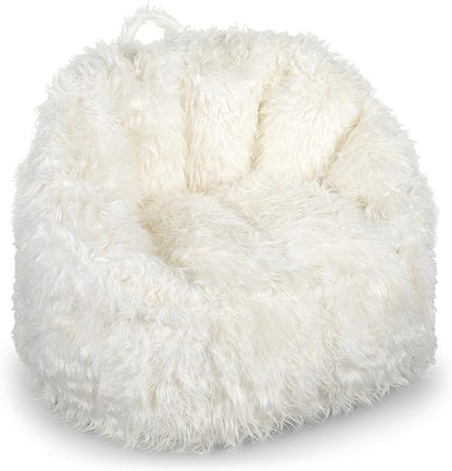 Big Joe Milano Bean Bag Chair, Ivory Shag Fur, Soft Faux Fur, 2.5 feet - Image 9