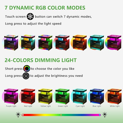 HNEBC RGB Nightstand with Wireless Charging Station, LED Night Stand with - Image 5
