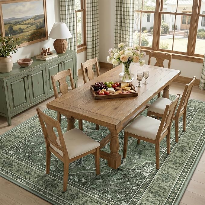 RELEANY Area Rugs 7'x10' Washable Non-Slip, Floral Vintage Distress Print - Image 3