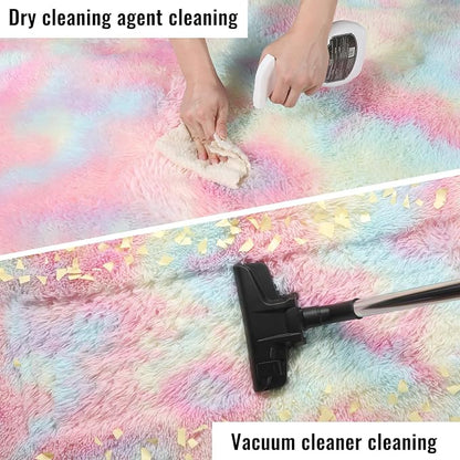 PAGISOFE Rainbow Rugs 6x9, Large Fluffy Soft Carpet, Plush Shaggy Rugs - Image 7