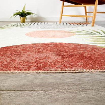 RoomTalks Mid Century Modern Washable Rug, Boho Cute Aesthetic 5x7 Area Rugs - Image 8