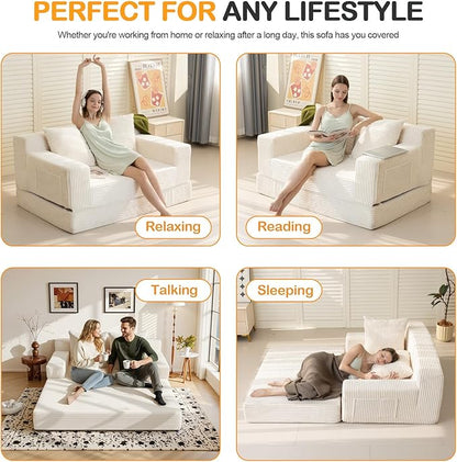 Erament Convertible Sofa Bed, Loveseat Folding Floor Futon Sleeper Sofa Couch - Image 4