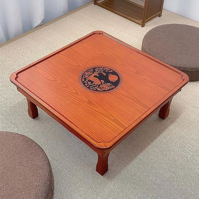 Low Folding Coffee Table, Japanese Style Solid Wood Floor Table by Unknown