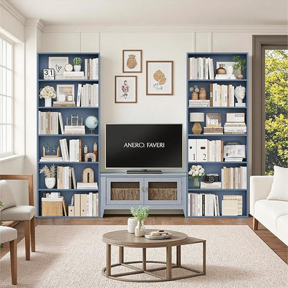 FOTOSOK 6-Tier Open Bookcase and Bookshelf Set of 2, Freestanding Display - Image 4