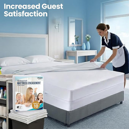 Utopia Bedding Queen Mattress Protector Zippered, 100% Waterproof Bed Bug and - Image 4