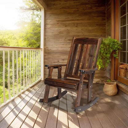VINGLI Heavy Duty 600 LBS Outdoor Wooden Rocking Chair - Image 2
